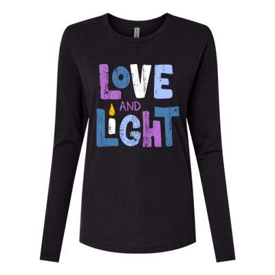 Love And Light Hanukkah Womens Cotton Relaxed Long Sleeve T-Shirt