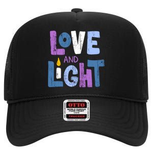 Love And Light Hanukkah High Crown Mesh Back Trucker Hat