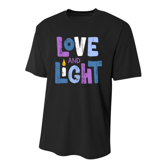 Love And Light Hanukkah Youth Performance Sprint T-Shirt