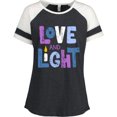 Love And Light Hanukkah Enza Ladies Jersey Colorblock Tee