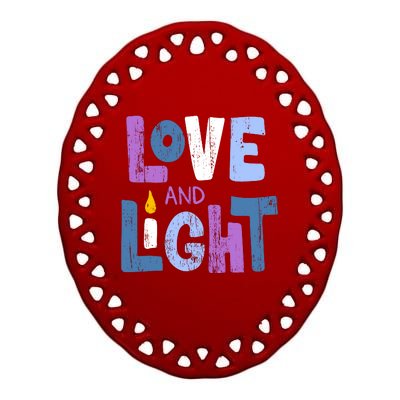 Love And Light Hanukkah Ceramic Oval Ornament