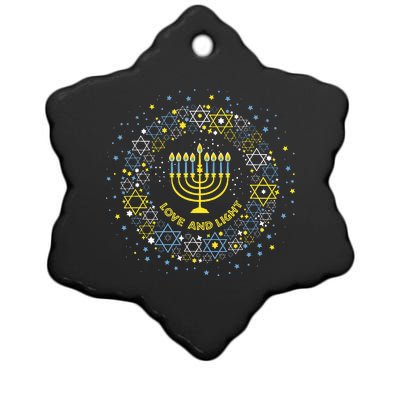 Love and Light Hanukkah Jew Menorah Jewish Chanukah  Ceramic Star Ornament