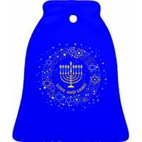 Love and Light Hanukkah Jew Menorah Jewish Chanukah  Ceramic Bell Ornament