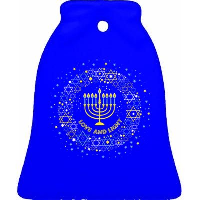 Love and Light Hanukkah Jew Menorah Jewish Chanukah  Ceramic Bell Ornament