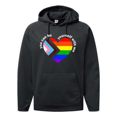 Lgbt Ally Lgbt Month You Ca.N Be Yourself Pride Performance Fleece Hoodie