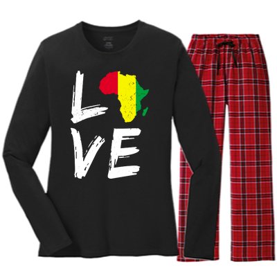 Love Africa Logo Women's Long Sleeve Flannel Pajama Set 