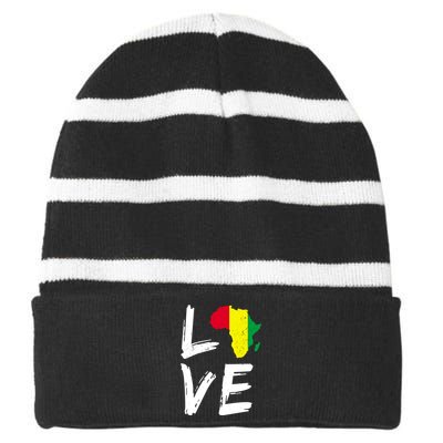 Love Africa Logo Striped Beanie with Solid Band