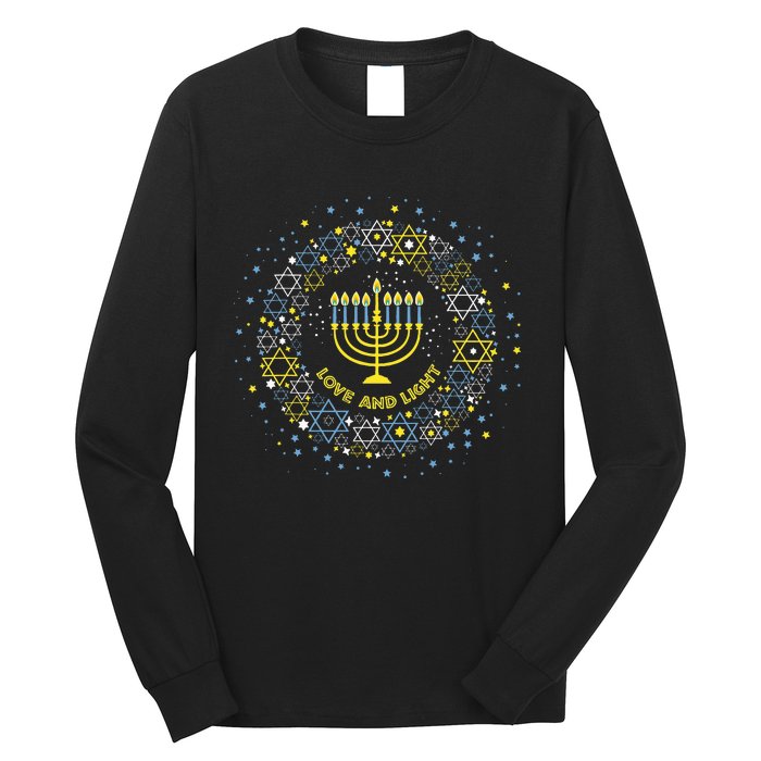 Love and Light Hanukkah  Jew Menorah Jewish Chanukah Long Sleeve Shirt