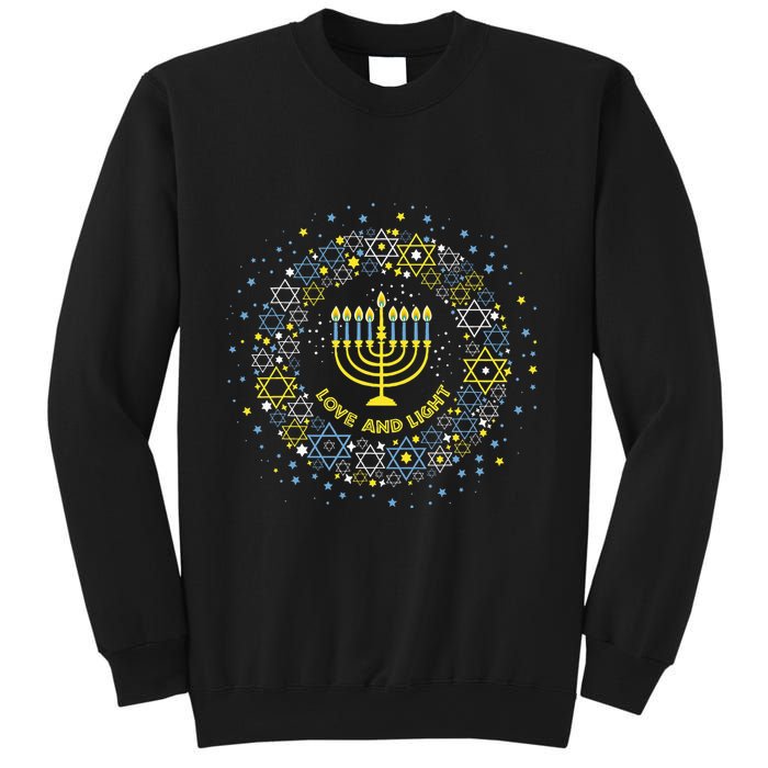 Love and Light Hanukkah  Jew Menorah Jewish Chanukah Sweatshirt