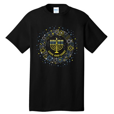 Love and Light Hanukkah  Jew Menorah Jewish Chanukah Tall T-Shirt