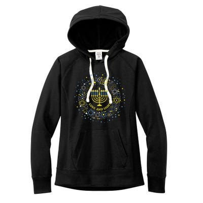 Love and Light Hanukkah  Jew Menorah Jewish Chanukah Women's Fleece Hoodie