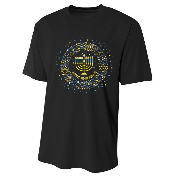 Love and Light Hanukkah  Jew Menorah Jewish Chanukah Performance Sprint T-Shirt