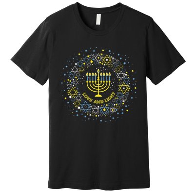 Love and Light Hanukkah  Jew Menorah Jewish Chanukah Premium T-Shirt