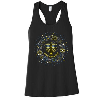 Love and Light Hanukkah  Jew Menorah Jewish Chanukah Women's Racerback Tank