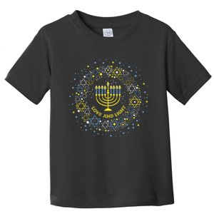 Love and Light Hanukkah  Jew Menorah Jewish Chanukah Toddler T-Shirt