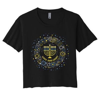 Love and Light Hanukkah  Jew Menorah Jewish Chanukah Women's Crop Top Tee