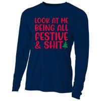 Look At Me Being All Festive & Shit Funny Christmas Meme Cooling Performance Long Sleeve Crew