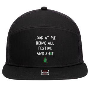 look at me being all festive 7 Panel Mesh Trucker Snapback Hat