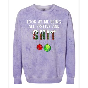 Look at Me Being All Festive Funny Christmas Humor  Colorblast Crewneck Sweatshirt