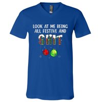 Look at Me Being All Festive Funny Christmas Humor  V-Neck T-Shirt