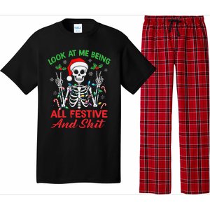 Look At Me Being All Festive And Shit Funny Xmas Skeleton Pajama Set