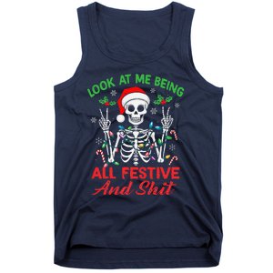 Look At Me Being All Festive And Shit Funny Xmas Skeleton Tank Top