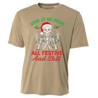 Look At Me Being All Festive And Shit Funny Xmas Skeleton Cooling Performance Crew T-Shirt