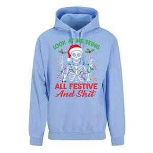 Look At Me Being All Festive And Shit Funny Xmas Skeleton Unisex Surf Hoodie