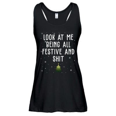Look At Me Being All Festive And Shit Holiday Ladies Essential Flowy Tank