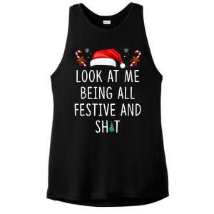 Look At Me Being All Festive And Shit Funny Christmas Tree Ladies PosiCharge Tri-Blend Wicking Tank