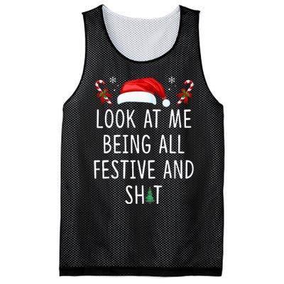 Look At Me Being All Festive And Shit Funny Christmas Tree Mesh Reversible Basketball Jersey Tank