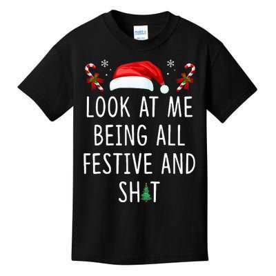 Look At Me Being All Festive And Shit Funny Christmas Tree Kids T-Shirt