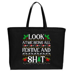 Look At Me Being All Festive And Shit Humorous Christmas  Cotton Canvas Jumbo Tote