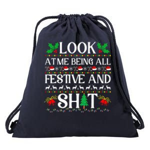 Look At Me Being All Festive And Shit Humorous Christmas  Drawstring Bag