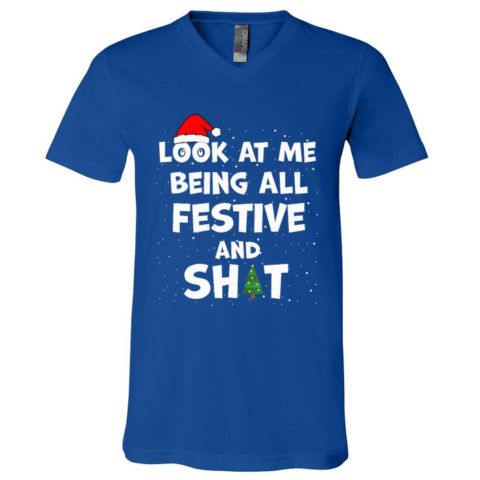 Look At Me Being All Festive Christmas Matching Family  V-Neck T-Shirt