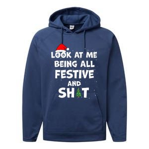 Look At Me Being All Festive Christmas Matching Family  Performance Fleece Hoodie