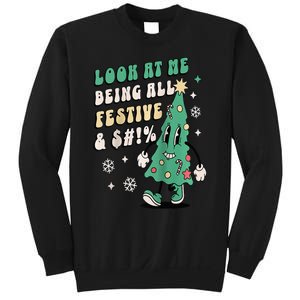 Look At Me Being All Festive Funny Retro Christmas Tree Sweatshirt