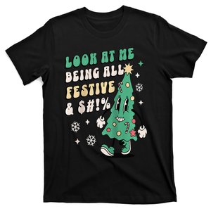 Look At Me Being All Festive Funny Retro Christmas Tree T-Shirt