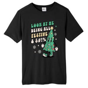 Look At Me Being All Festive Funny Retro Christmas Tree Tall Fusion ChromaSoft Performance T-Shirt