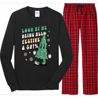 Look At Me Being All Festive Funny Retro Christmas Tree Long Sleeve Pajama Set