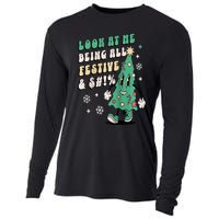 Look At Me Being All Festive Funny Retro Christmas Tree Cooling Performance Long Sleeve Crew