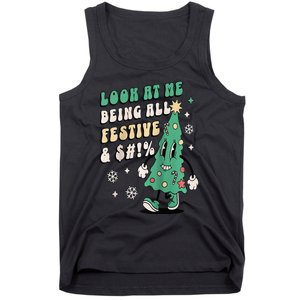 Look At Me Being All Festive Funny Retro Christmas Tree Tank Top