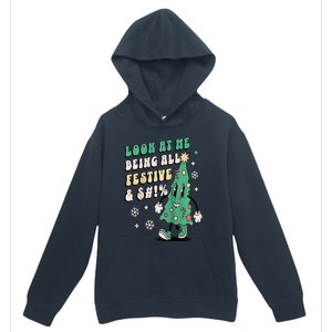 Look At Me Being All Festive Funny Retro Christmas Tree Urban Pullover Hoodie