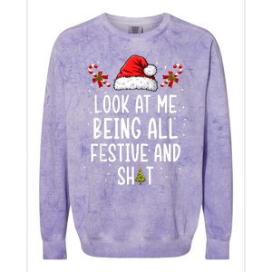 Look At Me Being All Festive And Shit Funny Christmas Tree Colorblast Crewneck Sweatshirt