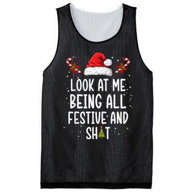 Look At Me Being All Festive And Shit Funny Christmas Tree Mesh Reversible Basketball Jersey Tank