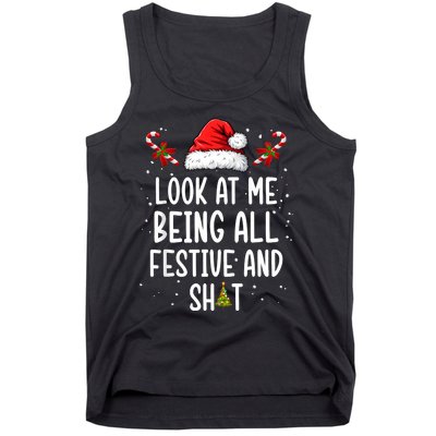 Look At Me Being All Festive And Shit Funny Christmas Tree Tank Top