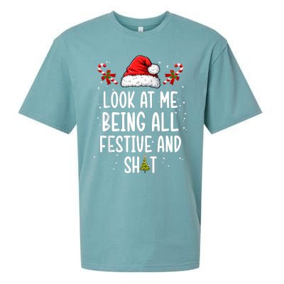 Look At Me Being All Festive And Shit Funny Christmas Tree Sueded Cloud Jersey T-Shirt