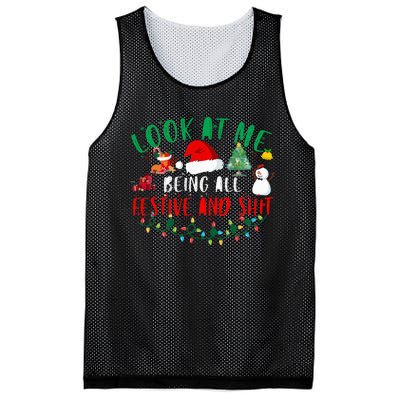 Look at Me Being All Festive and Shit Funny Christmas Santa Swea Mesh Reversible Basketball Jersey Tank