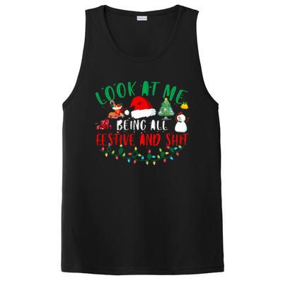 Look at Me Being All Festive and Shit Funny Christmas Santa Swea PosiCharge Competitor Tank