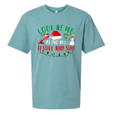 Look at Me Being All Festive and Shit Funny Christmas Santa Swea Sueded Cloud Jersey T-Shirt